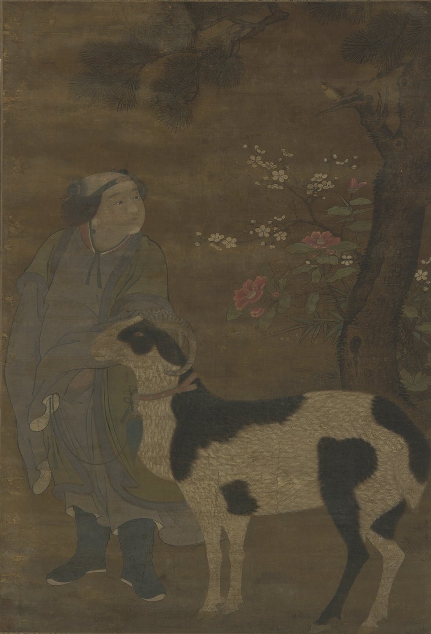高貴な少年と彼の山羊 作： 明代中国学校