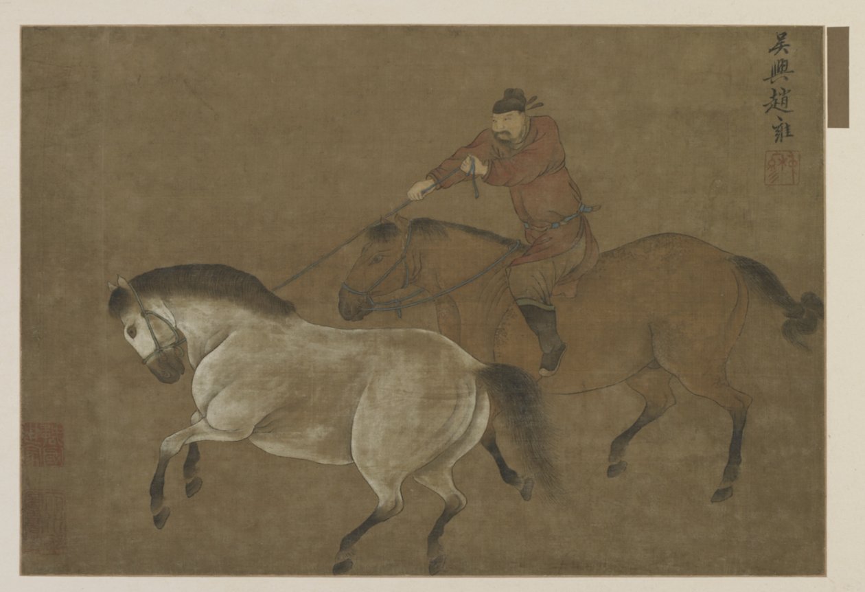 馬をなでるライダー 作： 明代中国学校