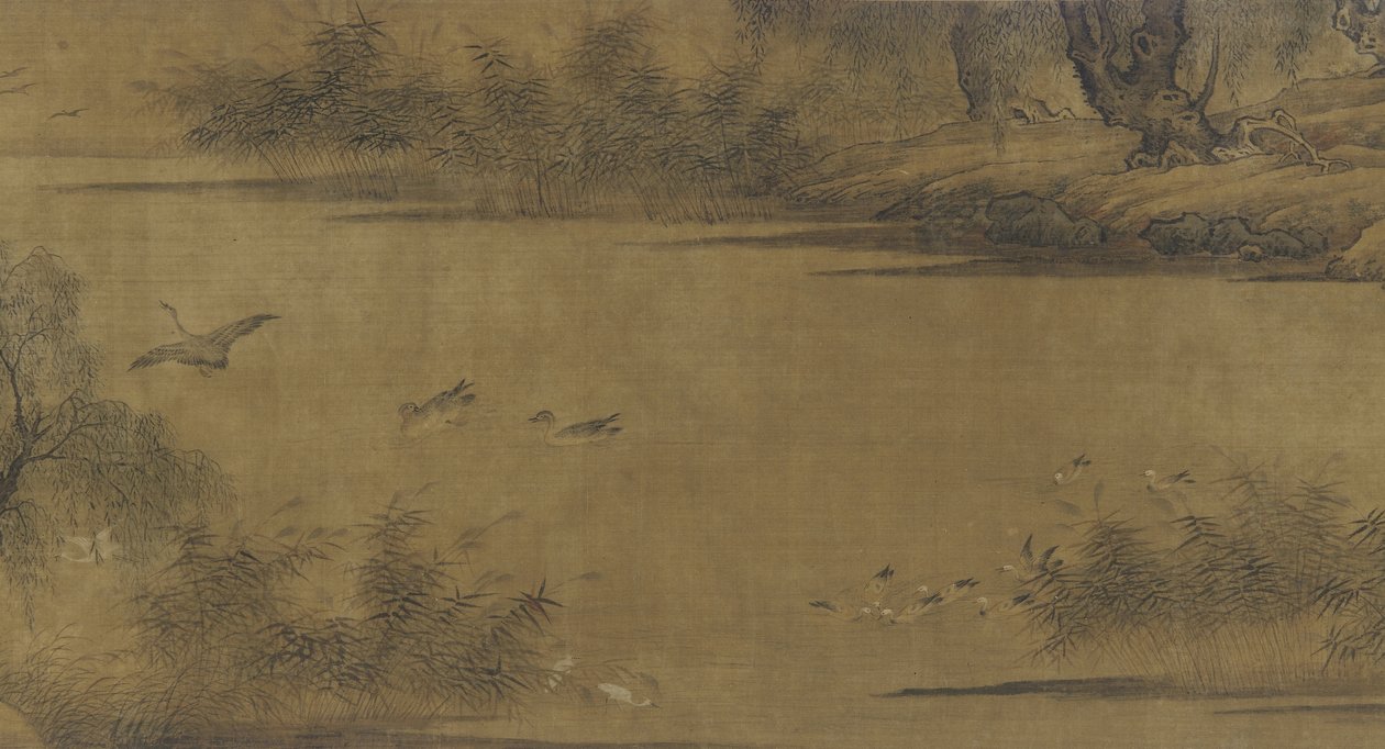 秋の池の鳥 作： 明代中国学校