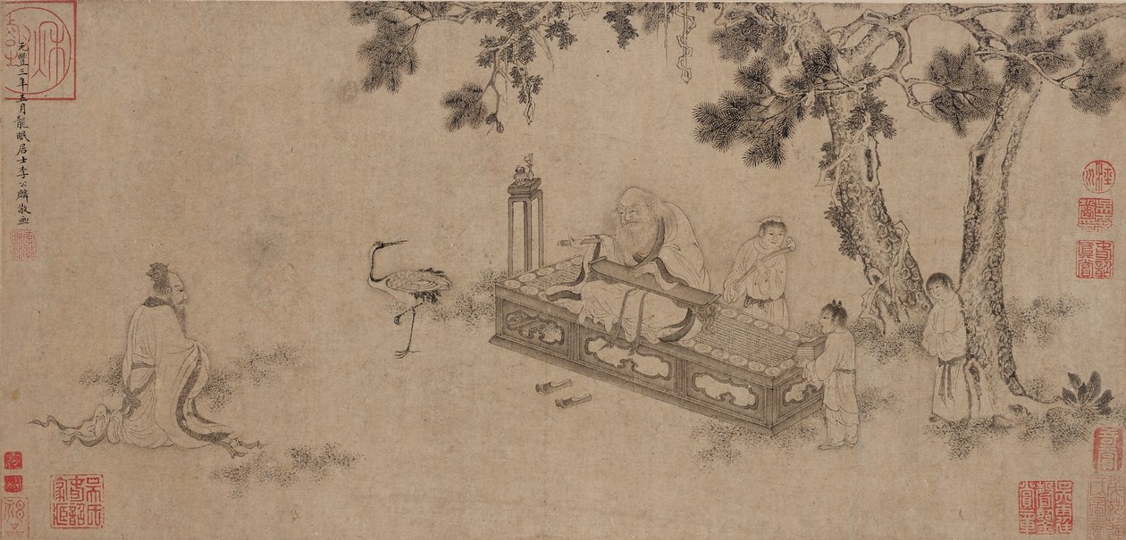 道徳経を届ける老子（紙にインク） 作： 明代中国学校