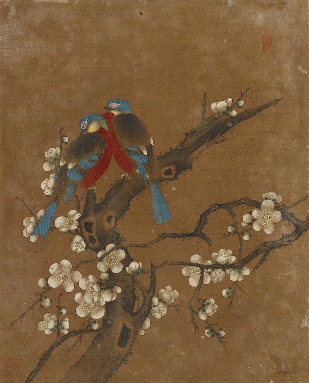 鳥と花の10枚の写真（シルクの色） 作： 明代中国学校