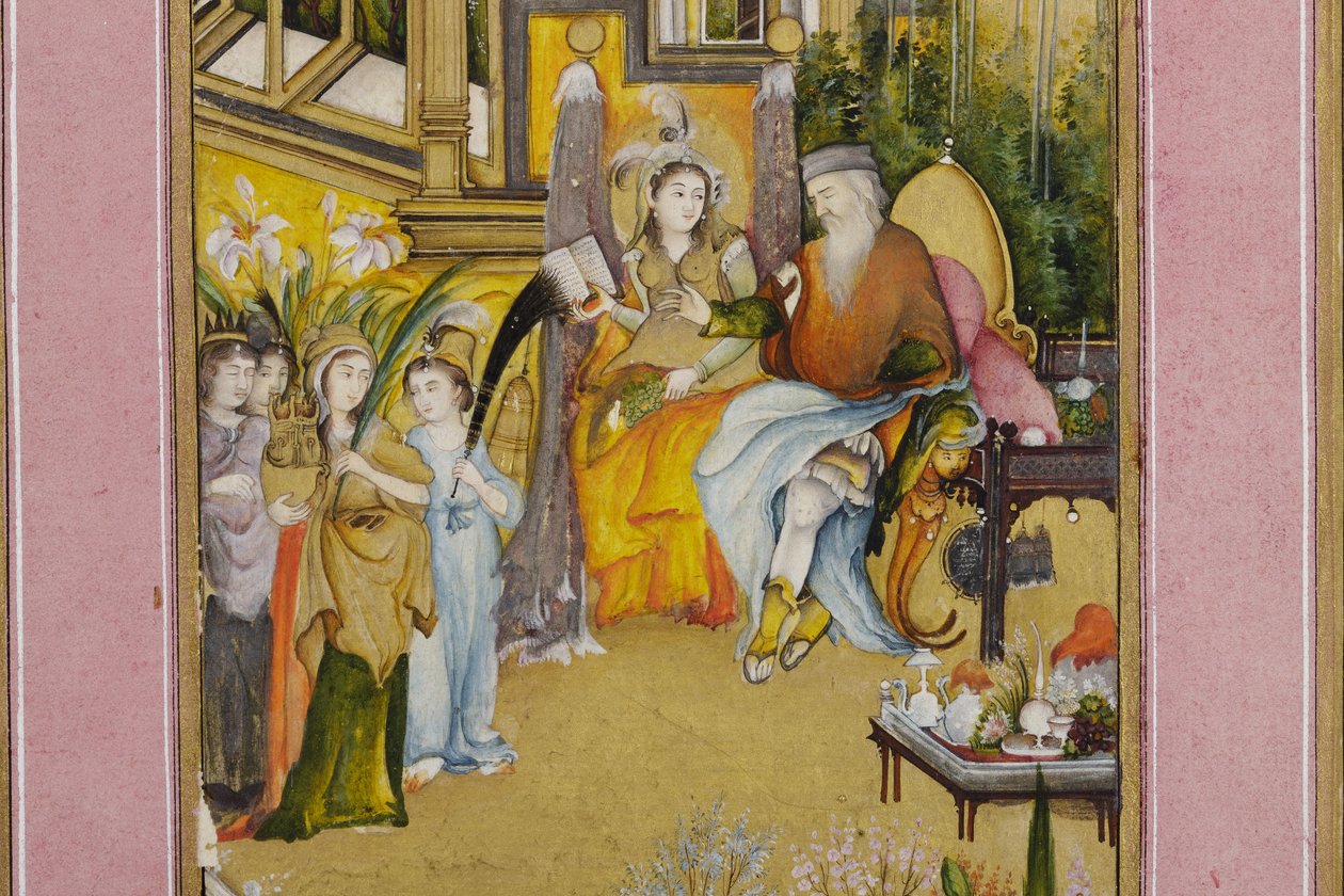ソロモンとシバの女王からの細部、c.1760（紙に不透明なwcと金） 作： ミー・カラン・カーン