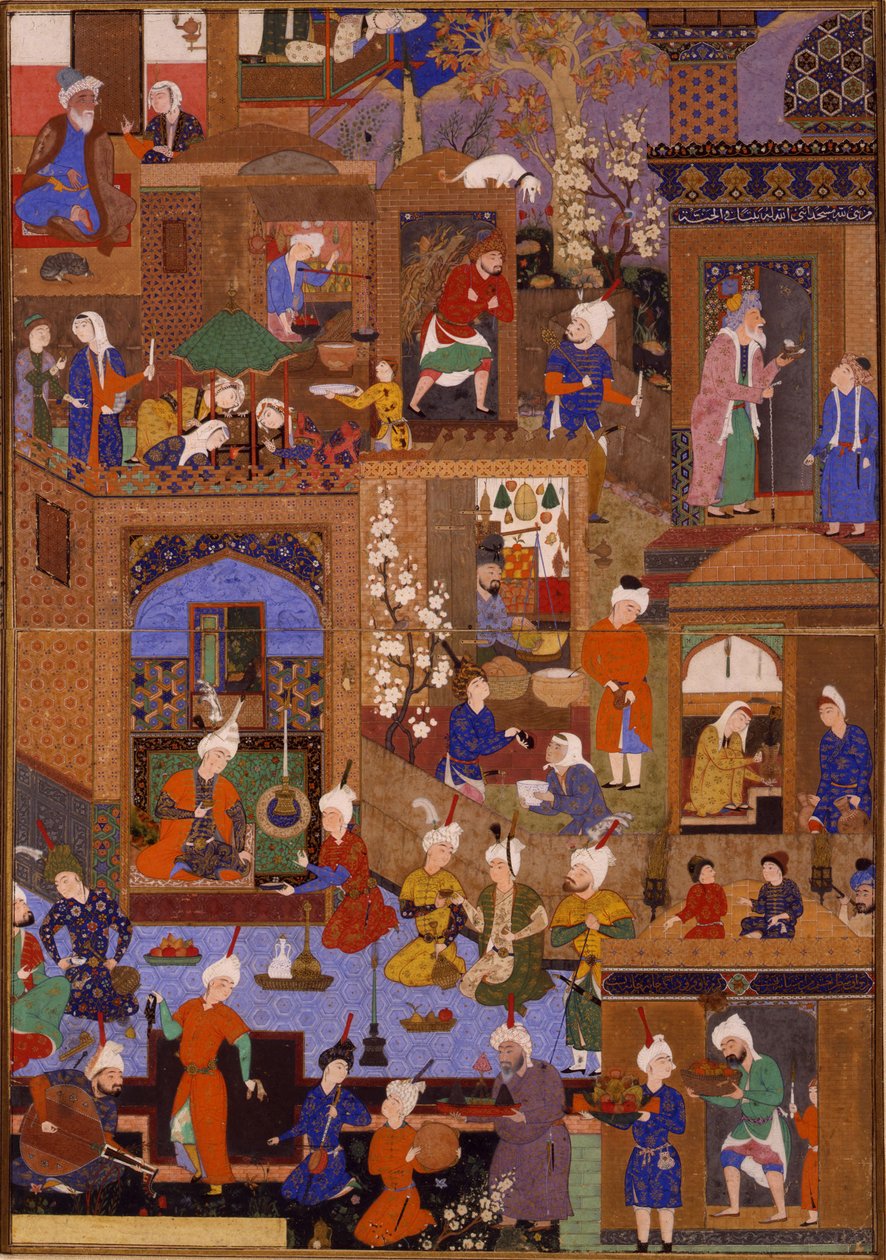 都市の夜間、おそらく図解付きの原稿からのフォリオ、c.1540 作： SayyidAli to me