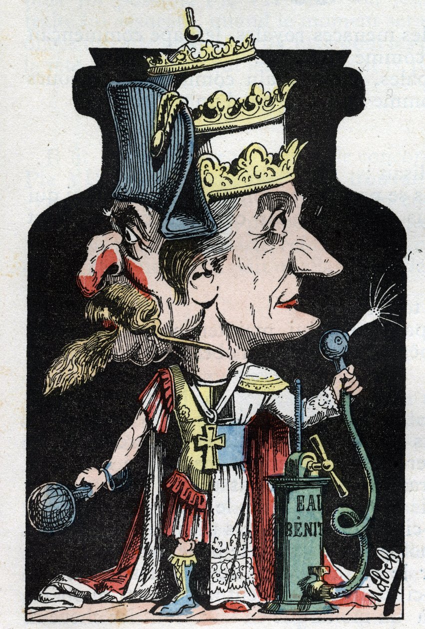 1801年のAllegorie du Concordat（ピウス7世とボナパルトの間のサイン）は、モロクがナポレオン3世とローマ教皇との圧縮装置として表現したもの。 作： ジャガーノート