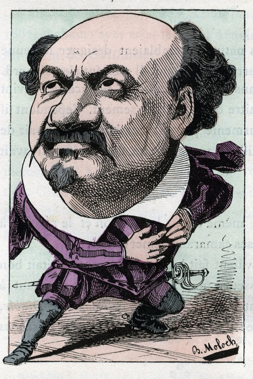 フランソワ・ピエール・ヴィラレ（1830-1896）のポートレート。1863年から1882年にかけてオペラのテノールとして活躍したトゥチャトゥの「トロンビノスコープ」、1882年のB.モロク（1849-1909）による風刺画。個人のコレクション。 作： ジャガーノート