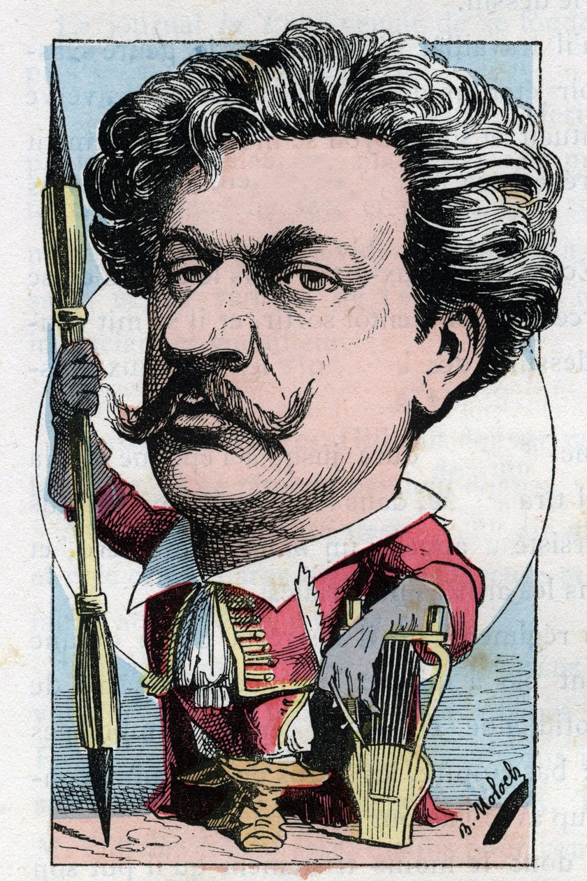 ルイ・アレクサンドル・ゴッセ・ド・ギーヌ（アンドレ・ギル）（1840年～1885年）の肖像は、1882年にB.モロクが描いた漫画、トゥータウトの「トロンビノスコープ」に登場するフランスの詩人画家。個人蔵。 作： ジャガーノート