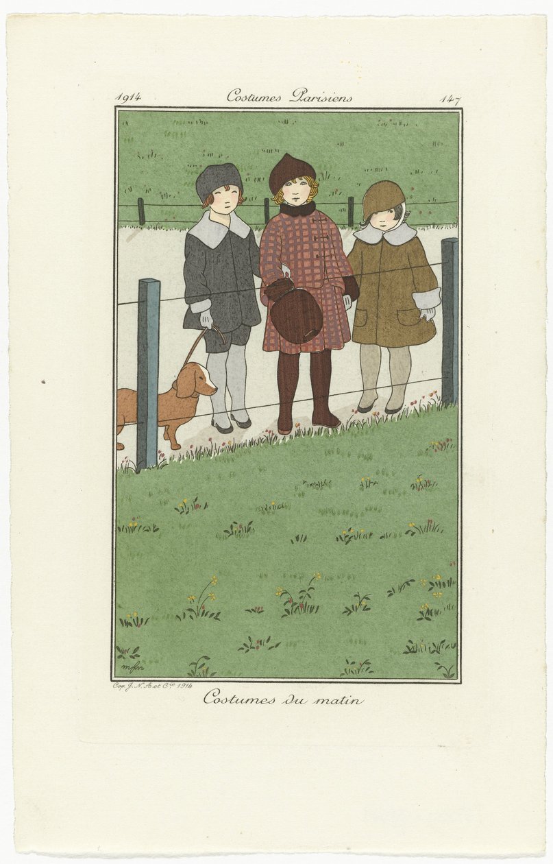 Journal des Dames et des Modes、パリの衣装、1914年、No. 147: 朝の衣装 作： モノグラムミストMFN