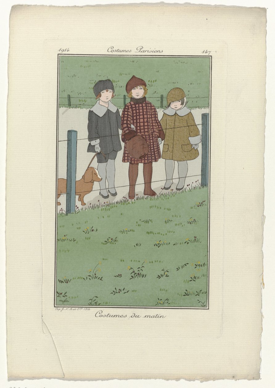 Journal des Dames et des Modes、パリの衣装、1914年、No. 147: 朝の衣装 作： モノグラムミストMFN