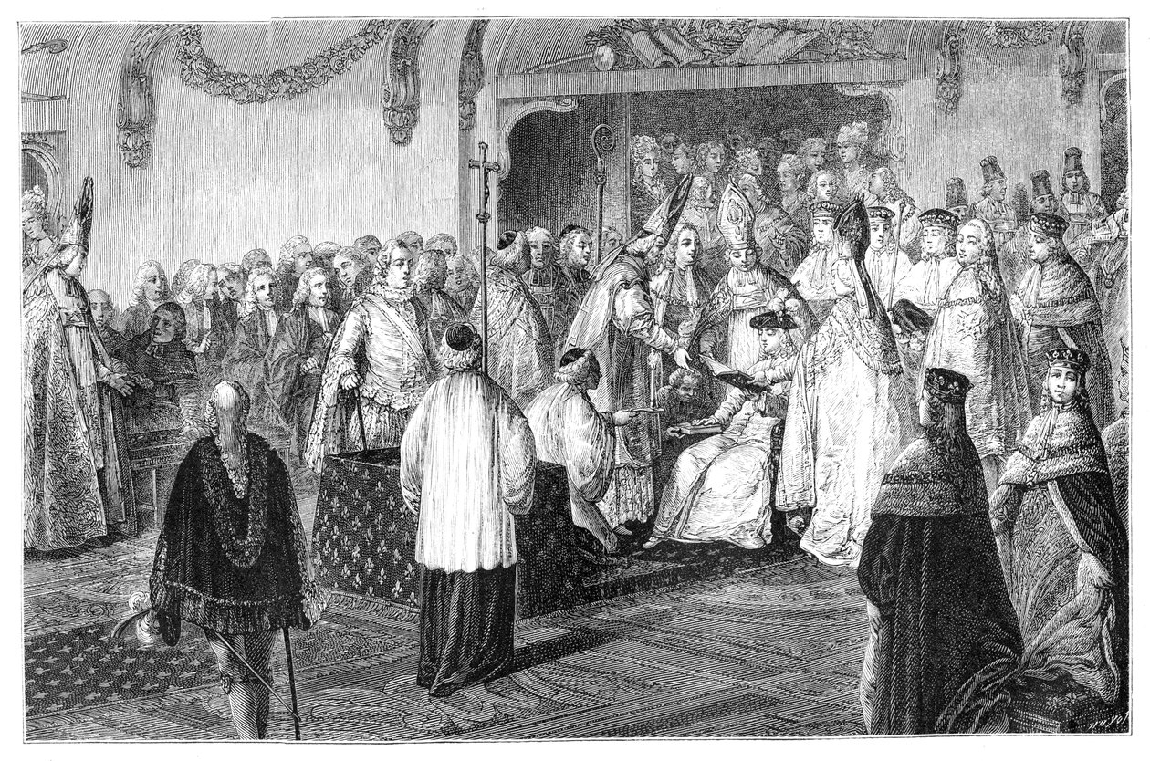 ルイ15世の戴冠式、1715年、1885年 作： モロー