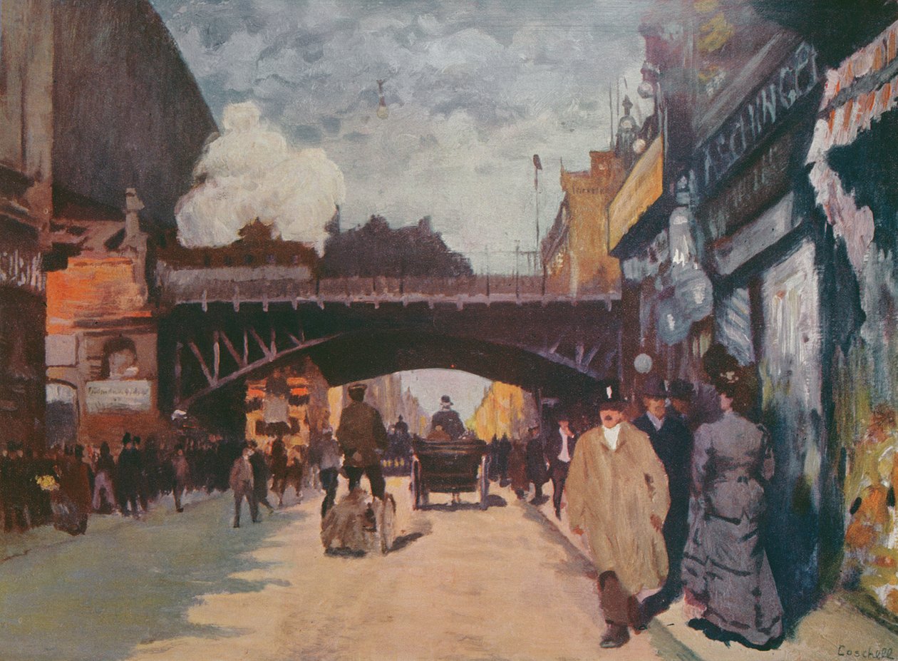 ベルリンの通り：1900年頃のGeorgenstrasseの角にあるFriedrichstrasse 作： モリッツ・コシェル