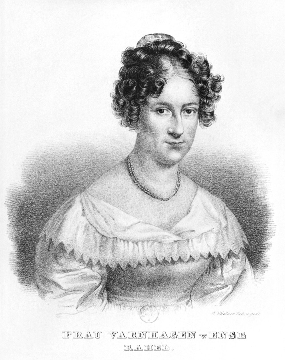 ゴットフリート・クストナー（1800-64）によって彫刻されたレビン生まれのラヘル・ヴァルハーゲン・フォン・エンス（1771-1833）の肖像 作： モリッツ・マイケル・ダフィンガー