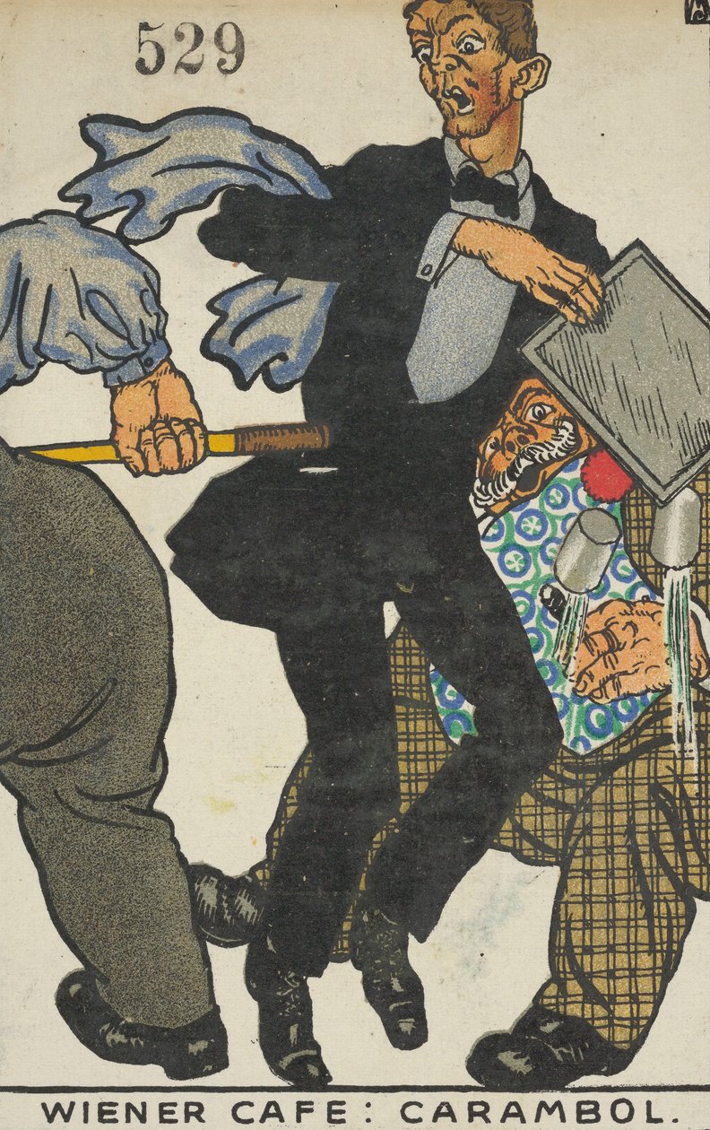 ウィーンのカフェ: Carom Wiener カフェ: Carabol, 1911. 作： モリッツ・ユング