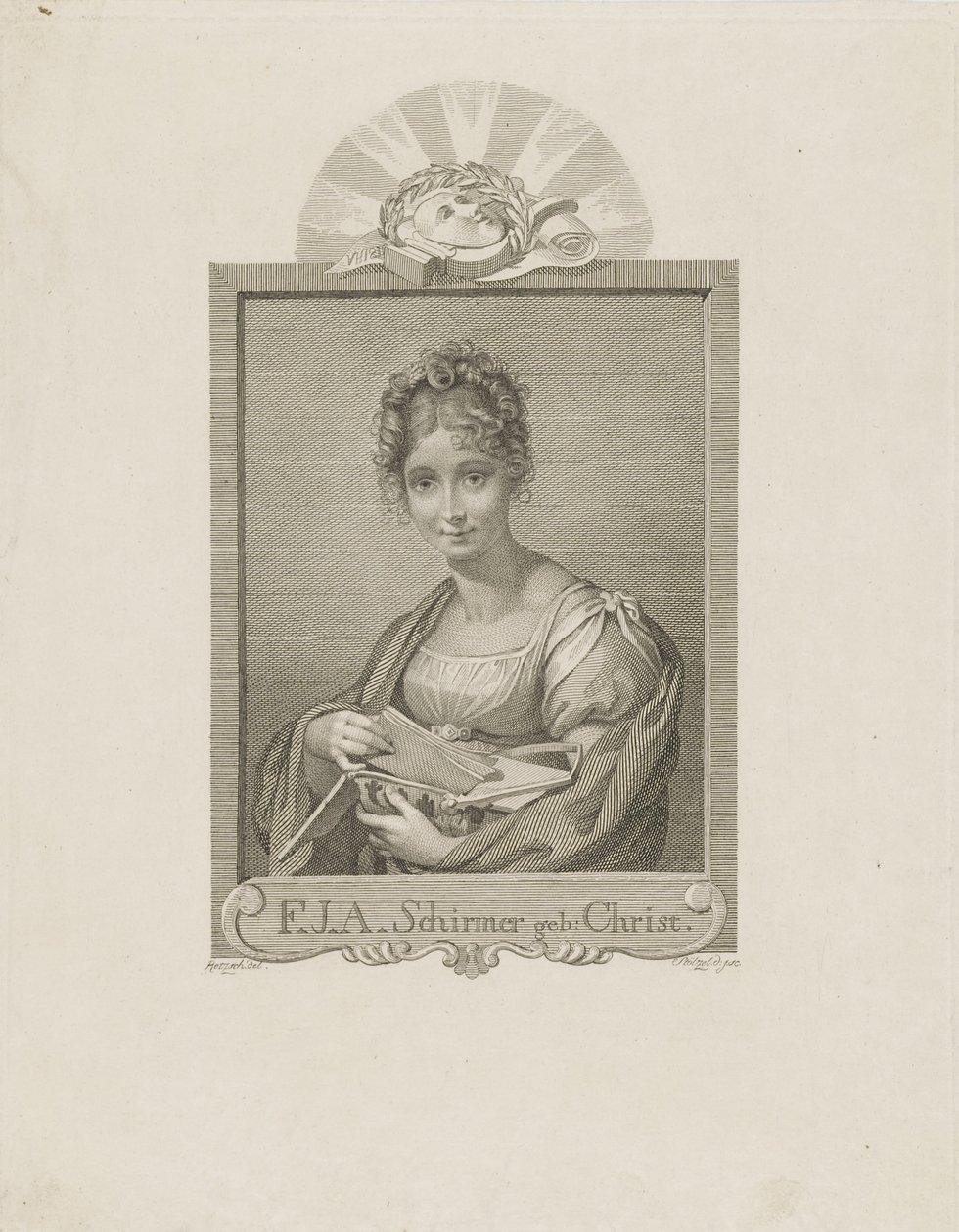 女優フリーデリケ・シルマーの肖像、新キリスト1785-1833、c。 1830年。 作： モリッツ・レッツ