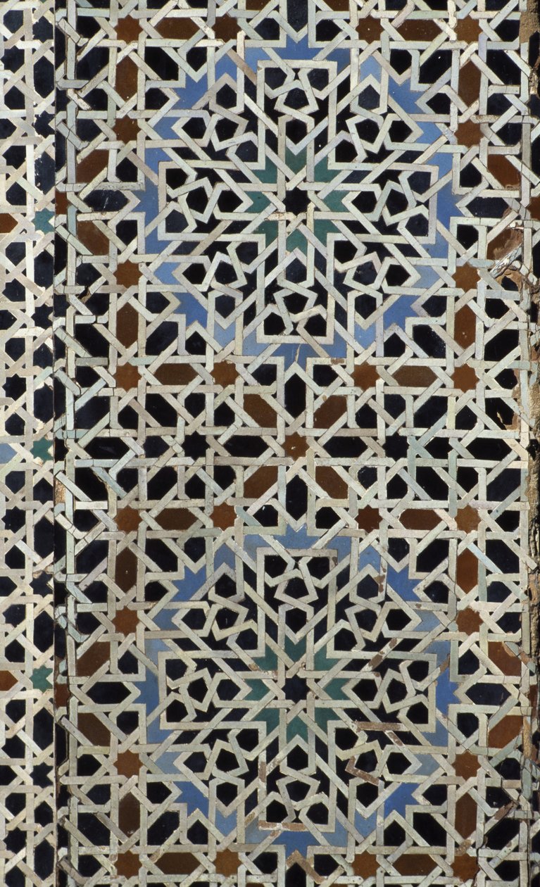 Bou Inania Madrasa、ゼリーのタイル細工、c14th（セラミック） 作： モロッコの学校