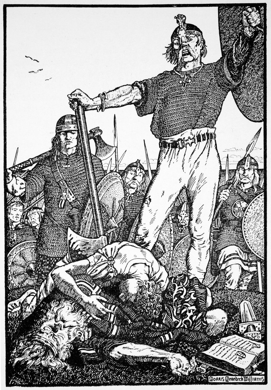 1913 年 1014 年、アイルランド、クロンターフの戦いでのブライアン ボルの死。 作： モリスメレディスウィリアムズ