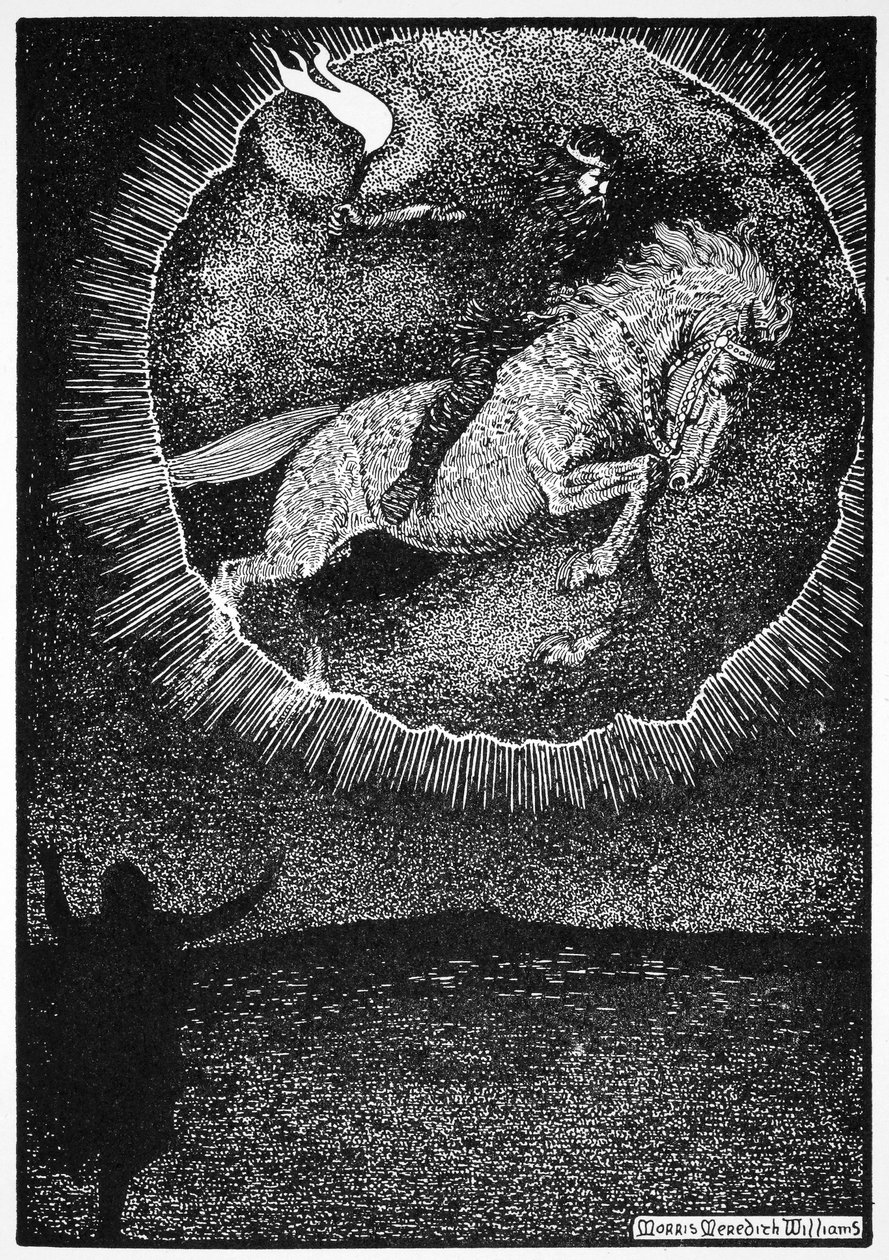「灰色の馬に乗った男のビジョン」、1913年。 作： モリスメレディスウィリアムズ