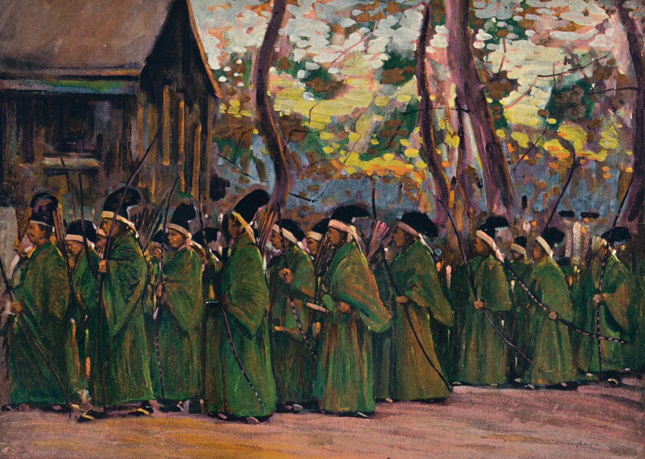 「京都の射手の行列」、c1897 作： モーティマー・ラディントン・メンペス