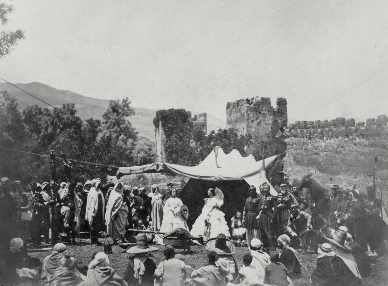 1865年6月、アルジェリアを旅する皇后ユージニー（1826-1920）（bw写真） 作： ムーラン