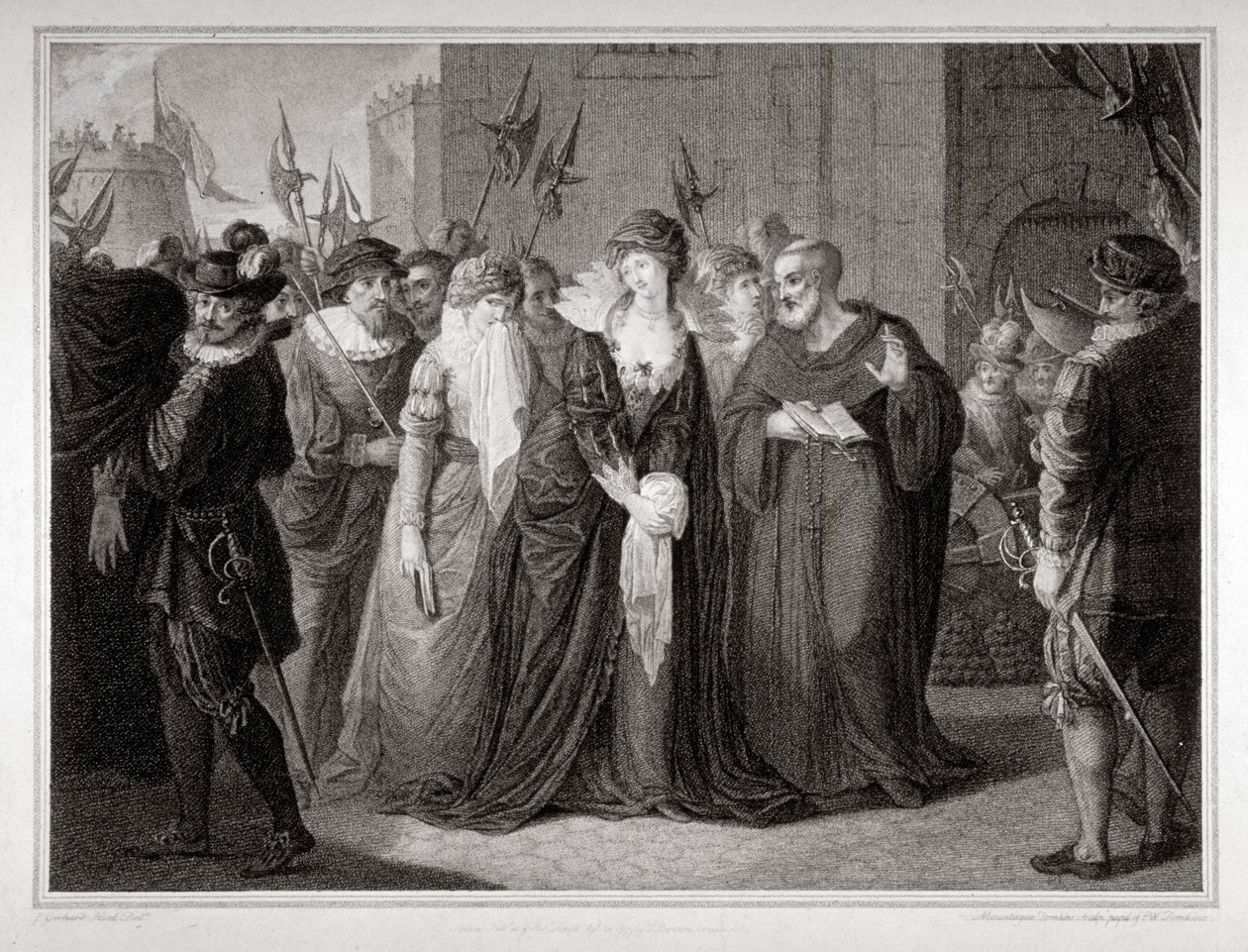 ロンドン塔での処刑に導かれるジェーン・グレイ夫人、1554年、1797年 作： Mountague Tomkins