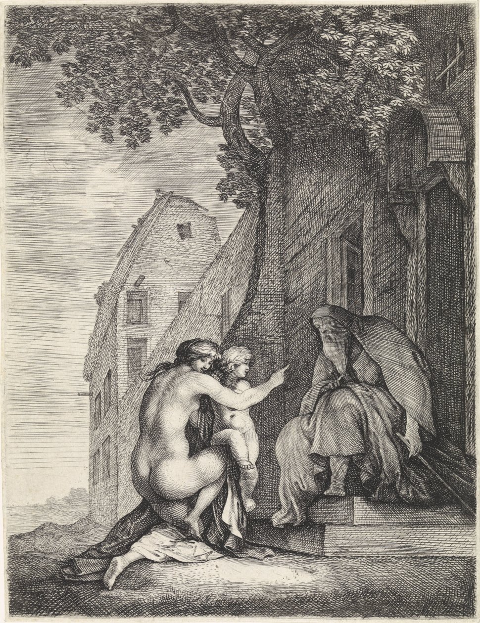 老人と裸の女性と子供 作： Moyses van Wtenbrouck