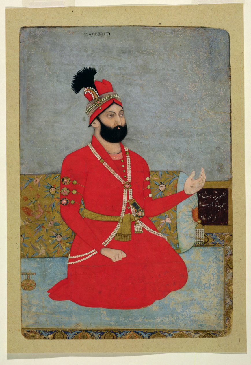 Nadir Shah Afshar of Persia（1688-1747）、1700-25（紙に不透明なトイレ）の肖像 作： ムガル学校