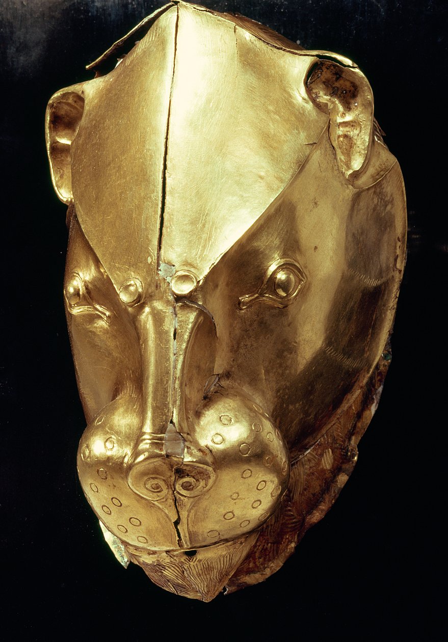 ライオンの頭のライトン、Grave IV、Grave Circle A、Mycenae（gold）（179999も参照） 作： ミケーネ人