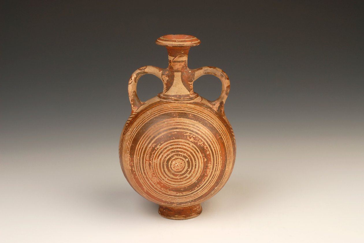 Aryballos Pilgrim Flask 1400-1370 BCテラコッタ 作： ミケーネ人