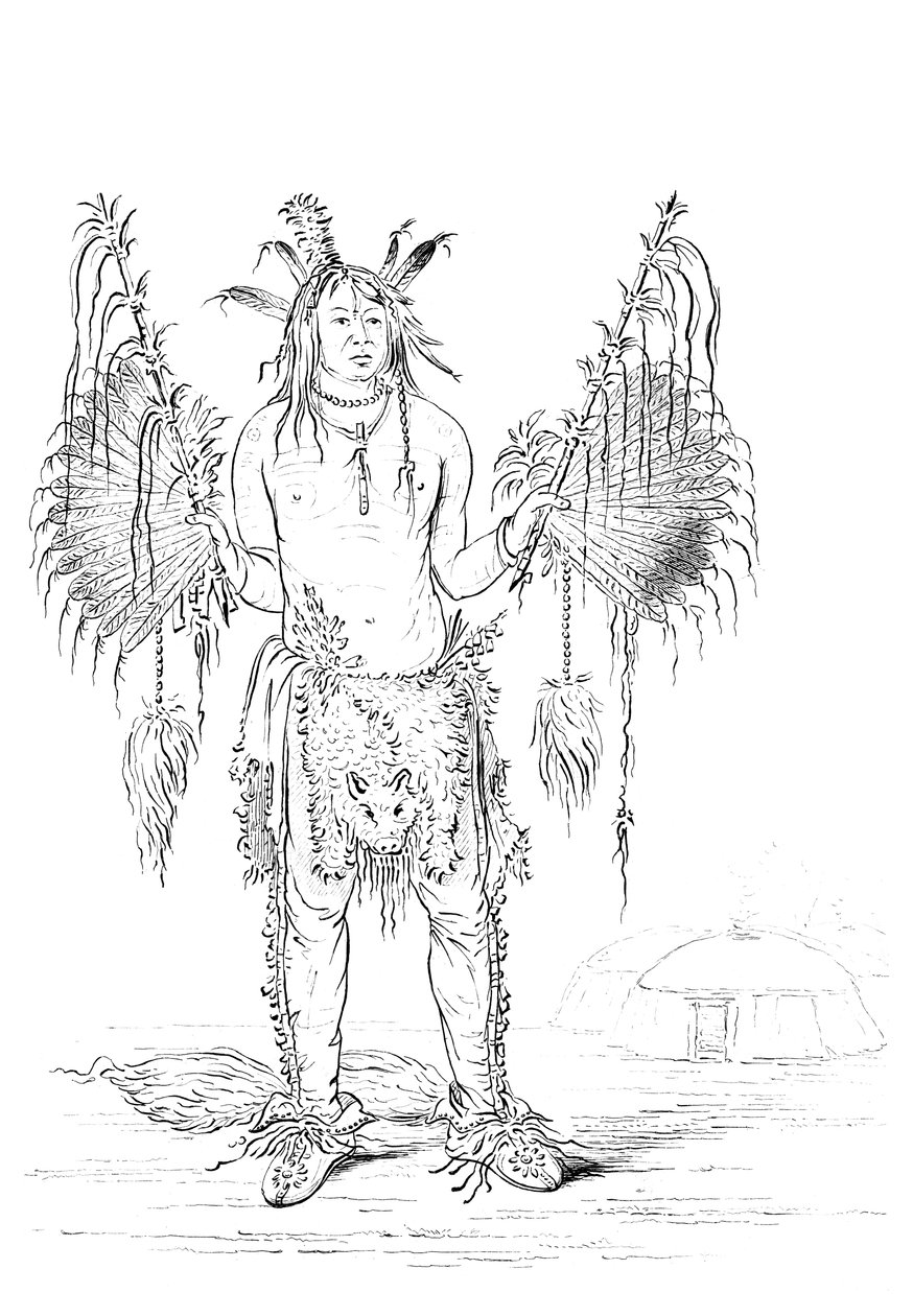1841年のネイティブアメリカンの男性の肖像画。 作： マイヤーズアンドCo