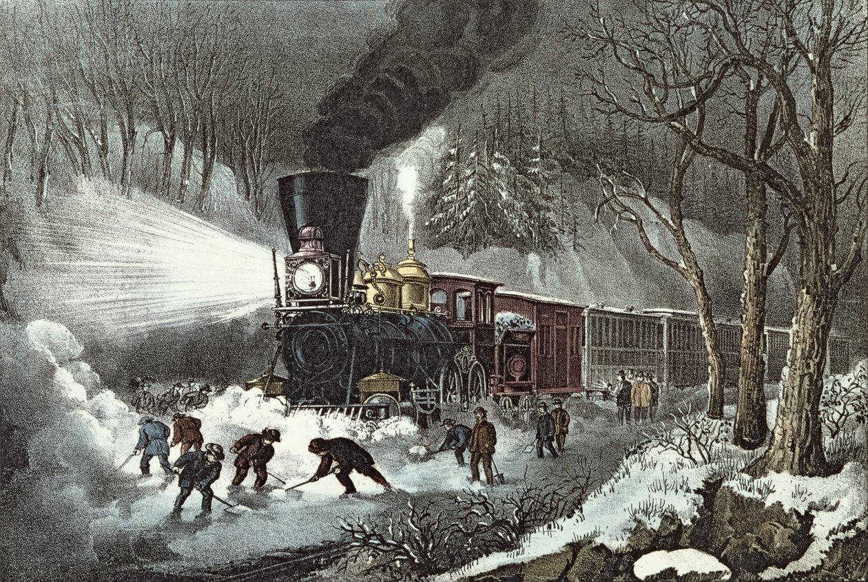 アメリカの鉄道シーン、1871 作： N. and Ives、JM Currier