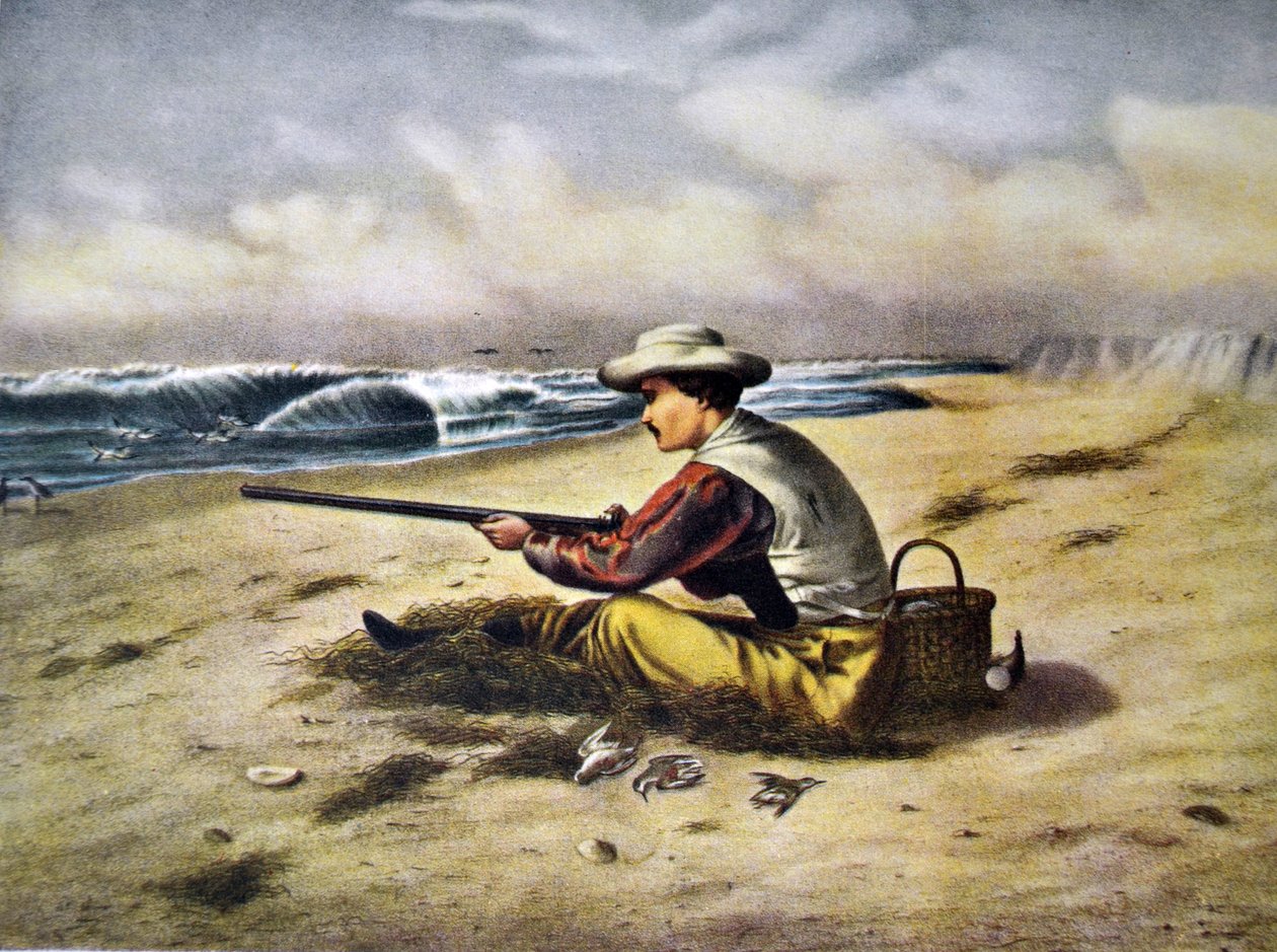 Currier＆Ivesイラスト19世紀。ビーチ狙撃 作： N. and Ives、JM Currier