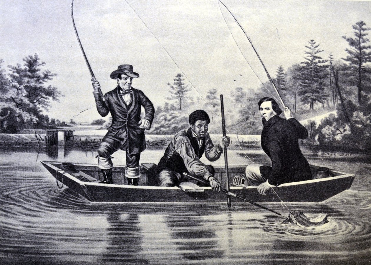 Currier＆Ivesイラスト19世紀。マスを捕まえる。私たちは今あなたを抱いています、sar 作： N. and Ives、JM Currier