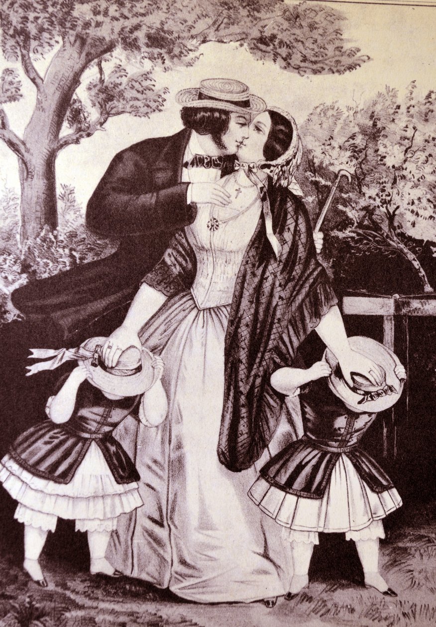 Currier＆Ivesイラスト19世紀。早くキスして 作： N. and Ives、JM Currier