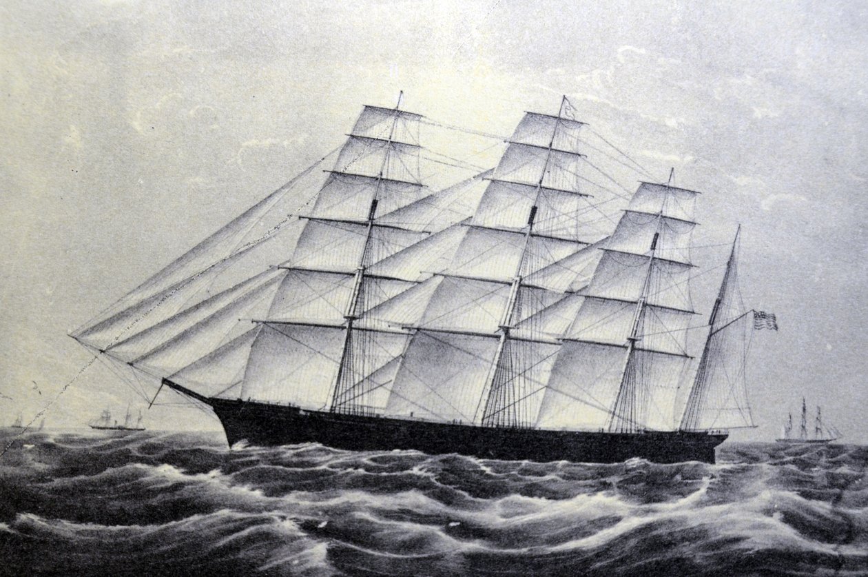 Currier＆Ivesイラスト19世紀。クリッパー船大共和国 作： N. and Ives、JM Currier