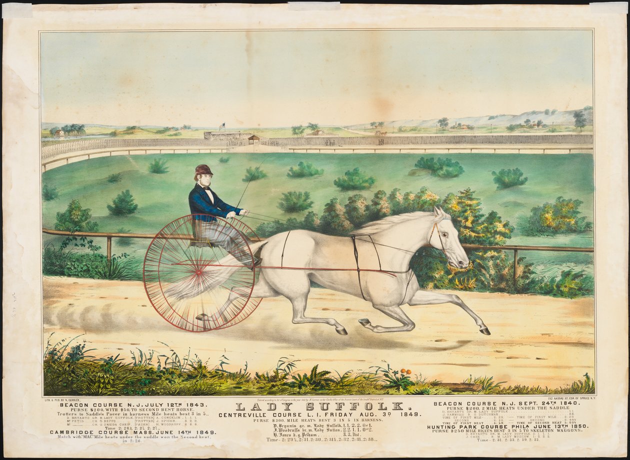 「レディサフォーク」、1852年（手彩色のリソ） 作： N. and Ives、JM Currier