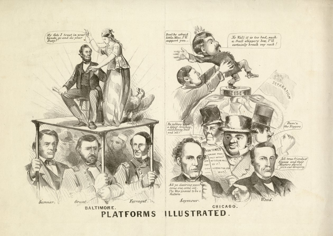 図解されたプラットフォーム、1864 作： N. and Ives、JM Currier