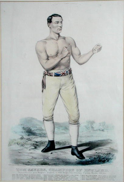 トム・セイヤーズ（1826-65）イングランドのチャンピオン 1860年発行（カラーリトグラフ） 作： キュリアーとアイブス