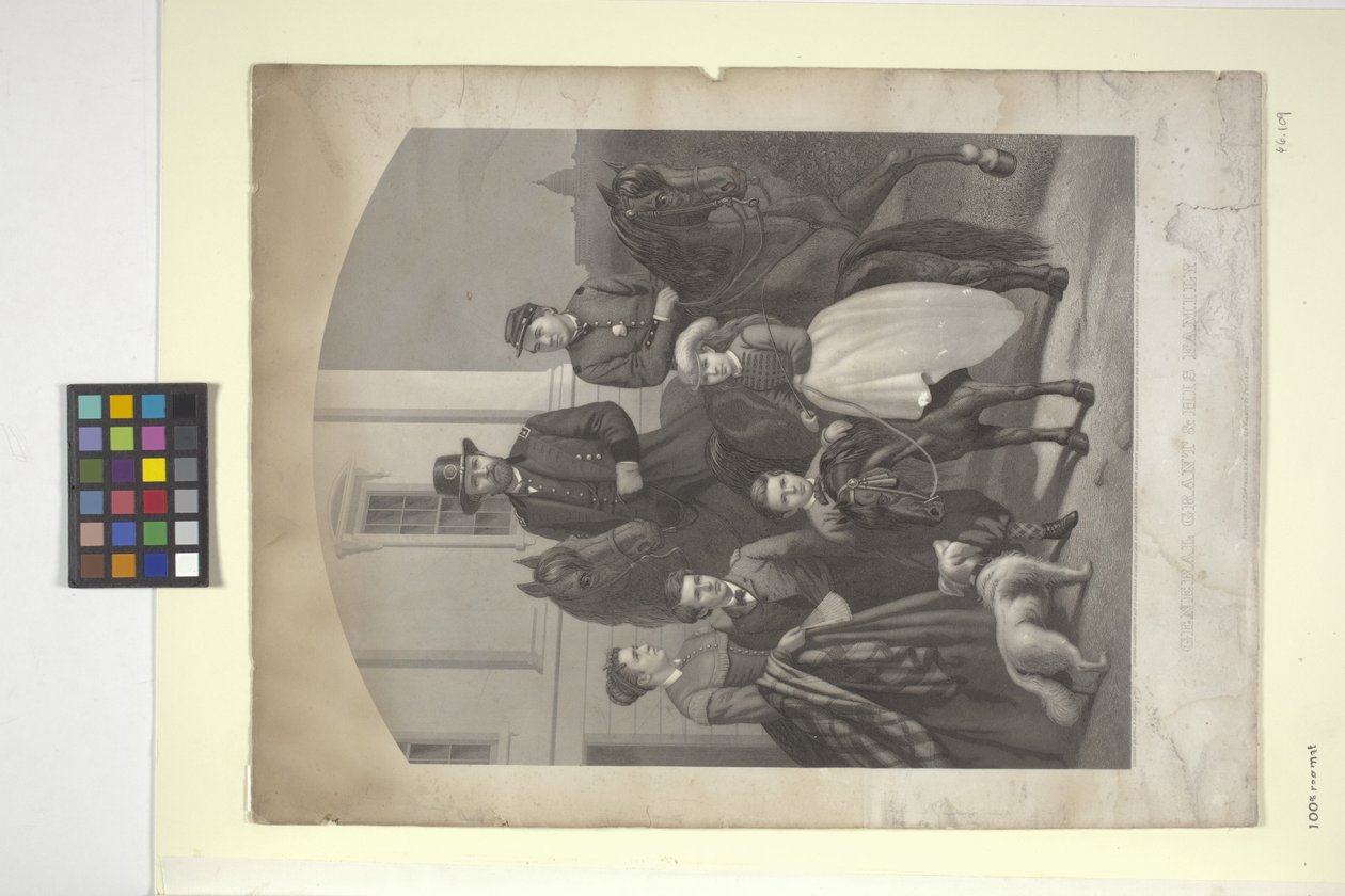 グラント将軍とその家族 (手描きのリトグラフ) 作： N. and Ives JM (1824 95) Currier