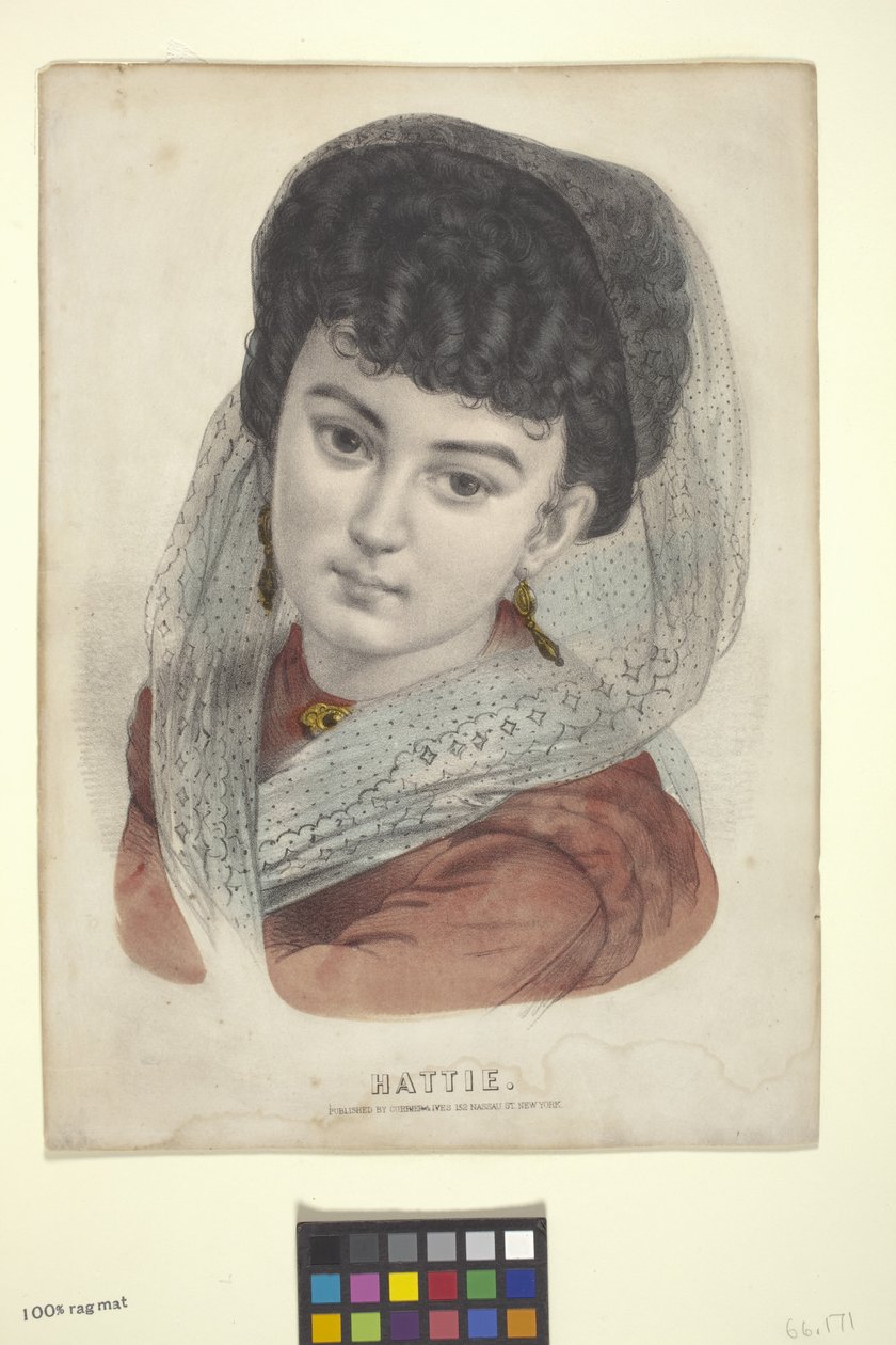 Hattie（手彩色リトグラフ） 作： N. and Ives JM (1824 95) Currier