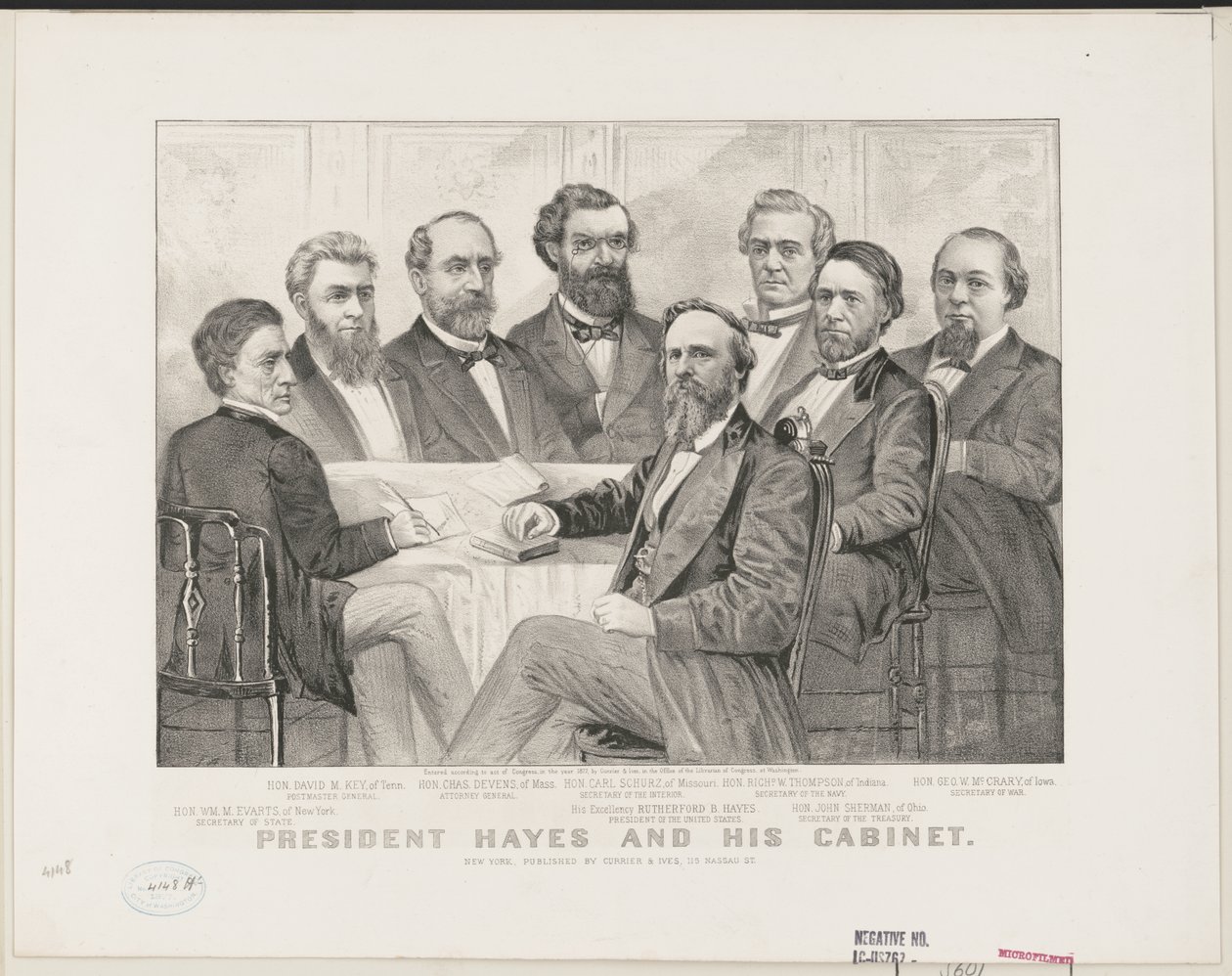 ヘイズ大統領と内閣（1877年頃）（リトグラフ 作： キュリアーとアイブス