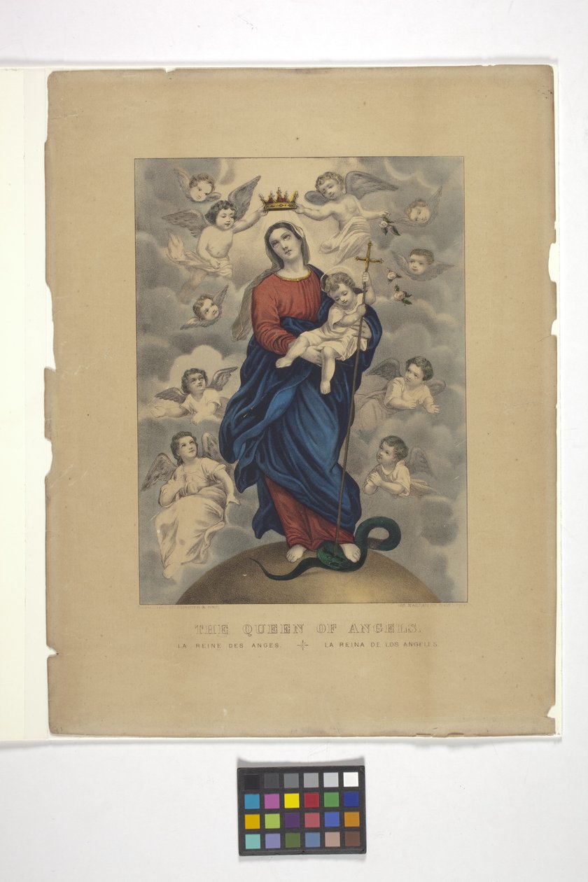 天使の女王（手描きのリトグラフ） 作： N. and Ives JM (1824 95) Currier