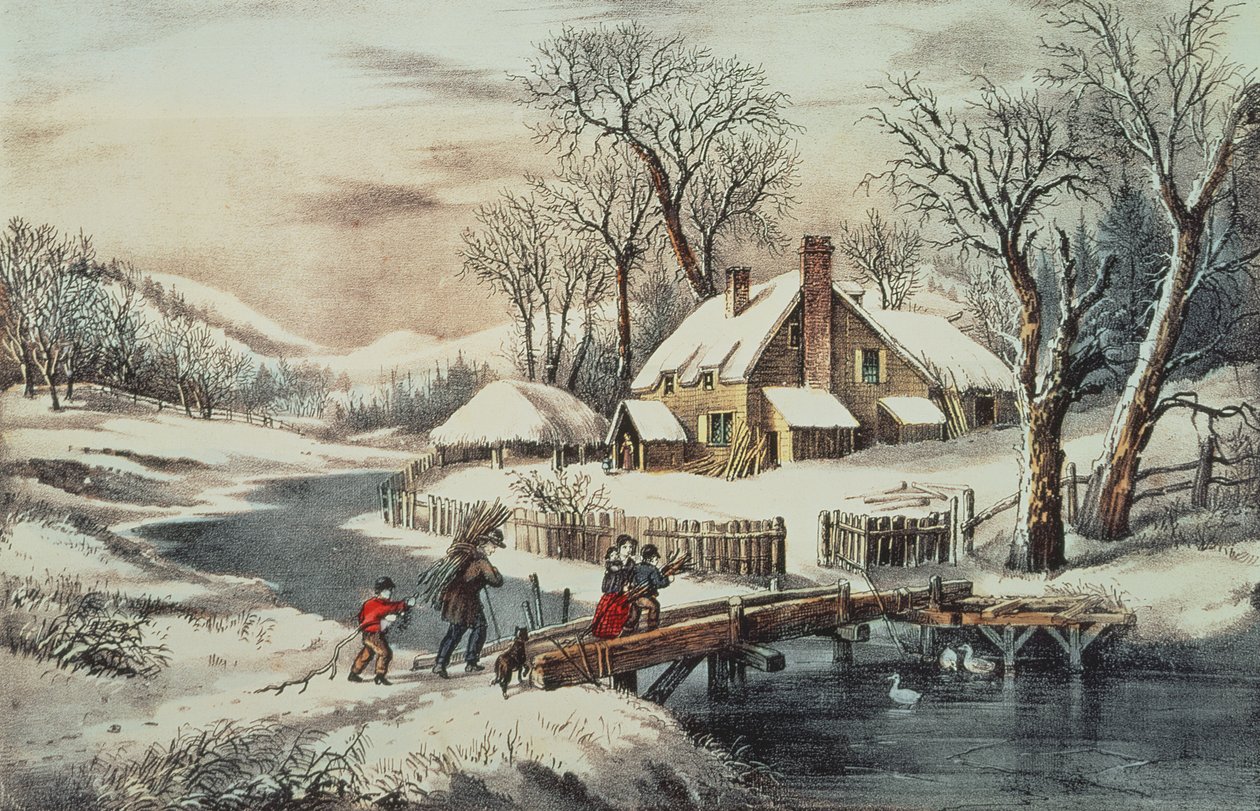イングルサイド・ウィンター、パブ。 Currier & Ives (版画) 作： N. Currier と Ives JM