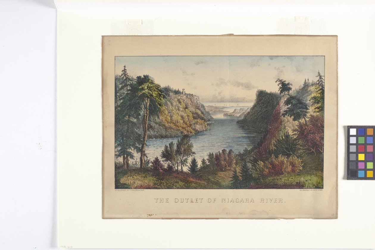 ナイアガラ川の出口 (手描きのリトグラフ) 作： N. and Ives JM (1824 95) Currier