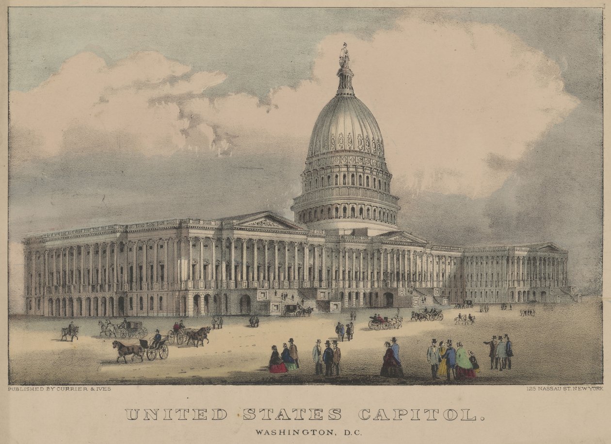 アメリカ合衆国連邦議会議事堂（ワシントンD.C.）1872年（カラーリトグラフ 作： キュリアーとアイブス