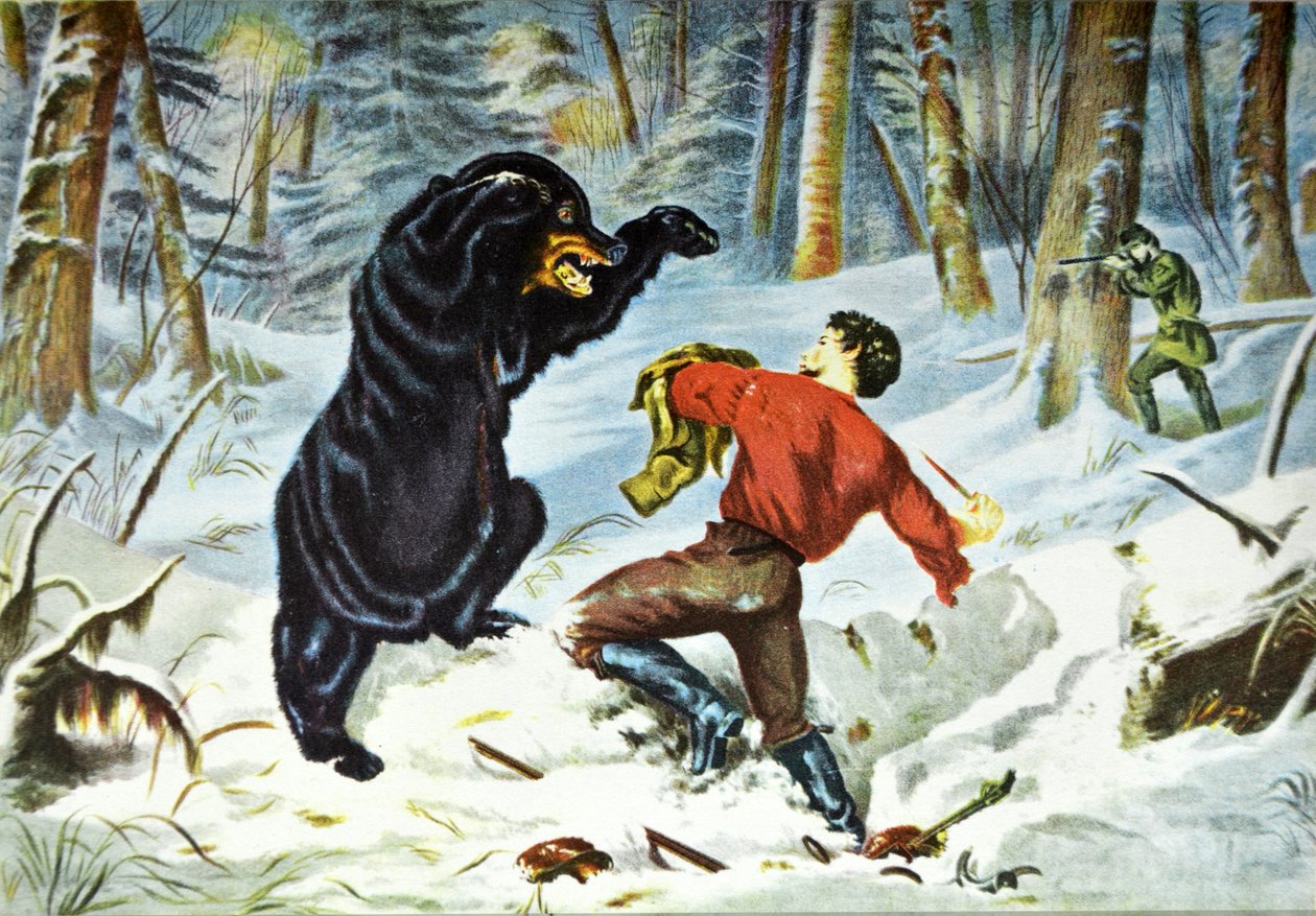 Currier＆Ivesイラスト19世紀。ハンターの生活。タイトな修正。 作： N. and Ives、JM Currier