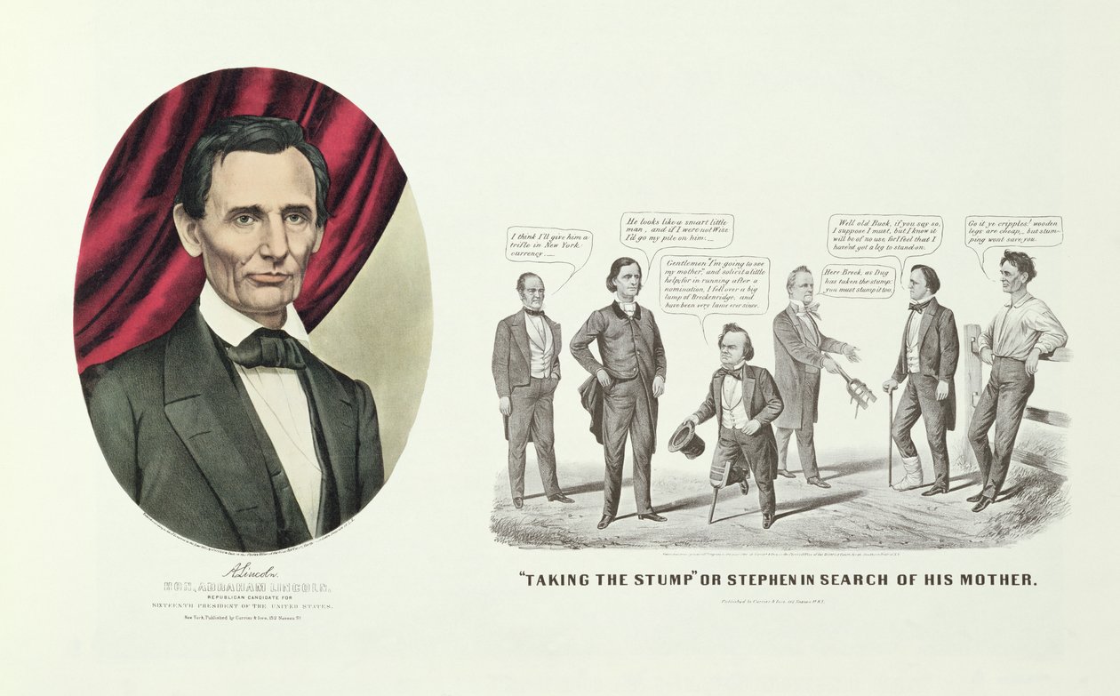 ほん。アブラハムリンカーン、アメリカ合衆国第16代大統領、1860年 作： N. and Ives、JM Currier