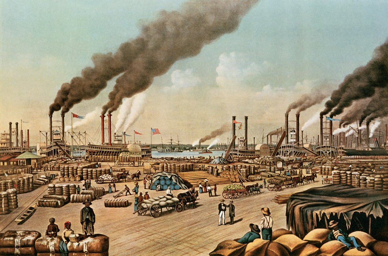 堤防-ニューオーリンズ、1884 作： N. and Ives、JM Currier
