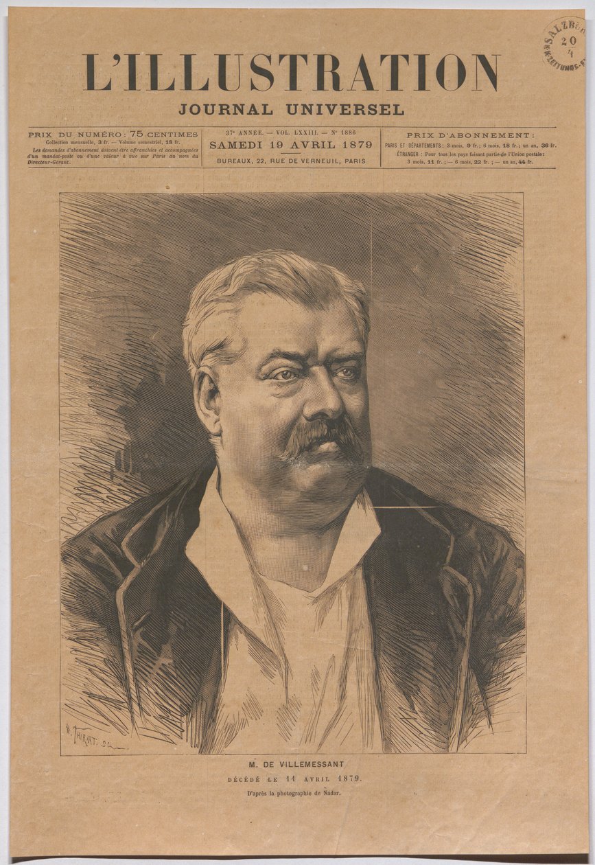 ド・ヴィルメッサン氏、1879年4月11日逝去。 作： ナダール
