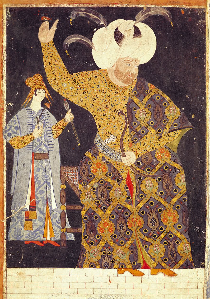 弓矢を発射するスルタンセリムII（1524-74）の肖像画 作： Nikki Reis Haydarと呼ばれるNakkep