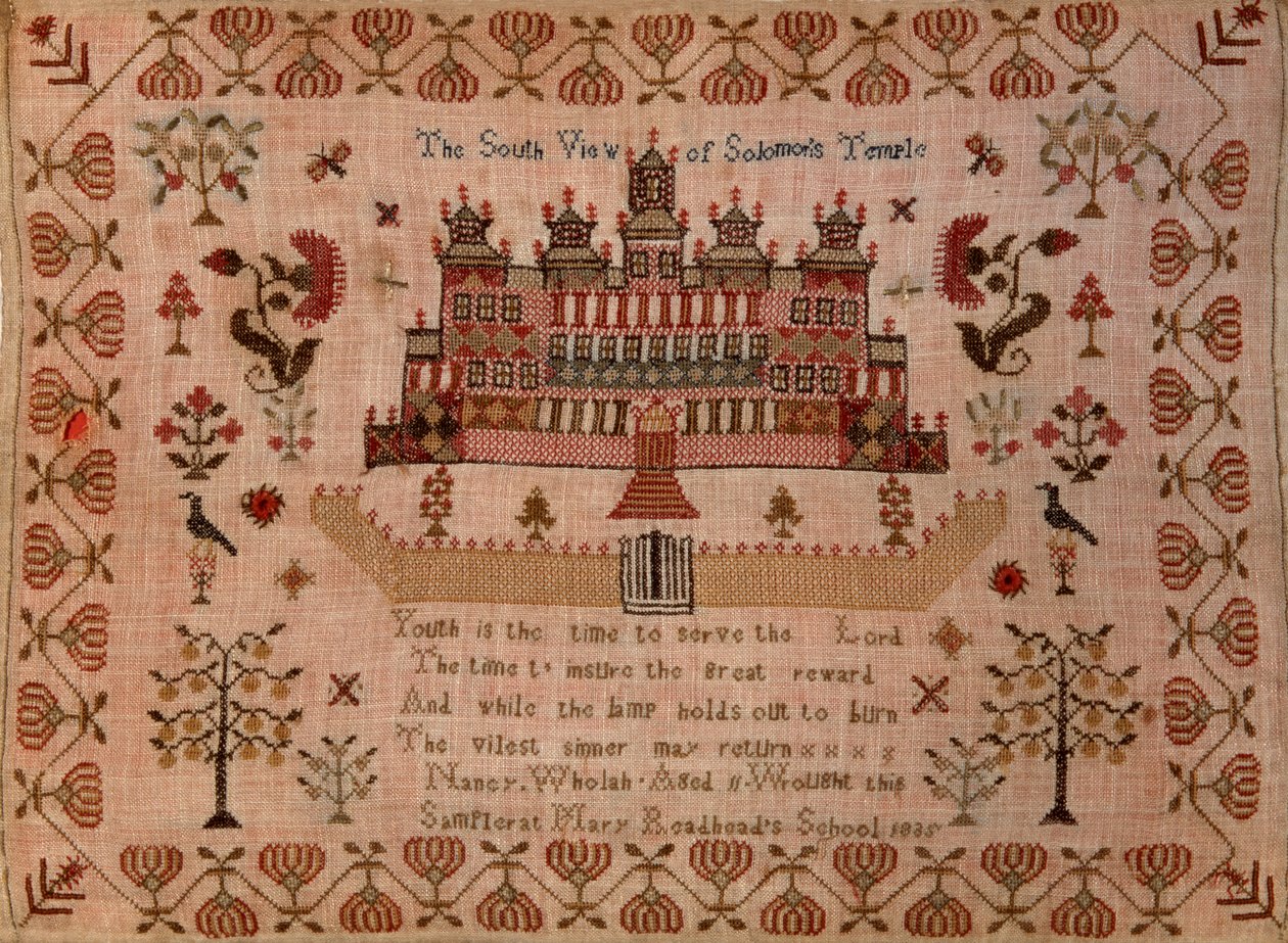 ソロモン寺院の南の眺め、1835年（刺繍） 作： ナンシー・ホーラー