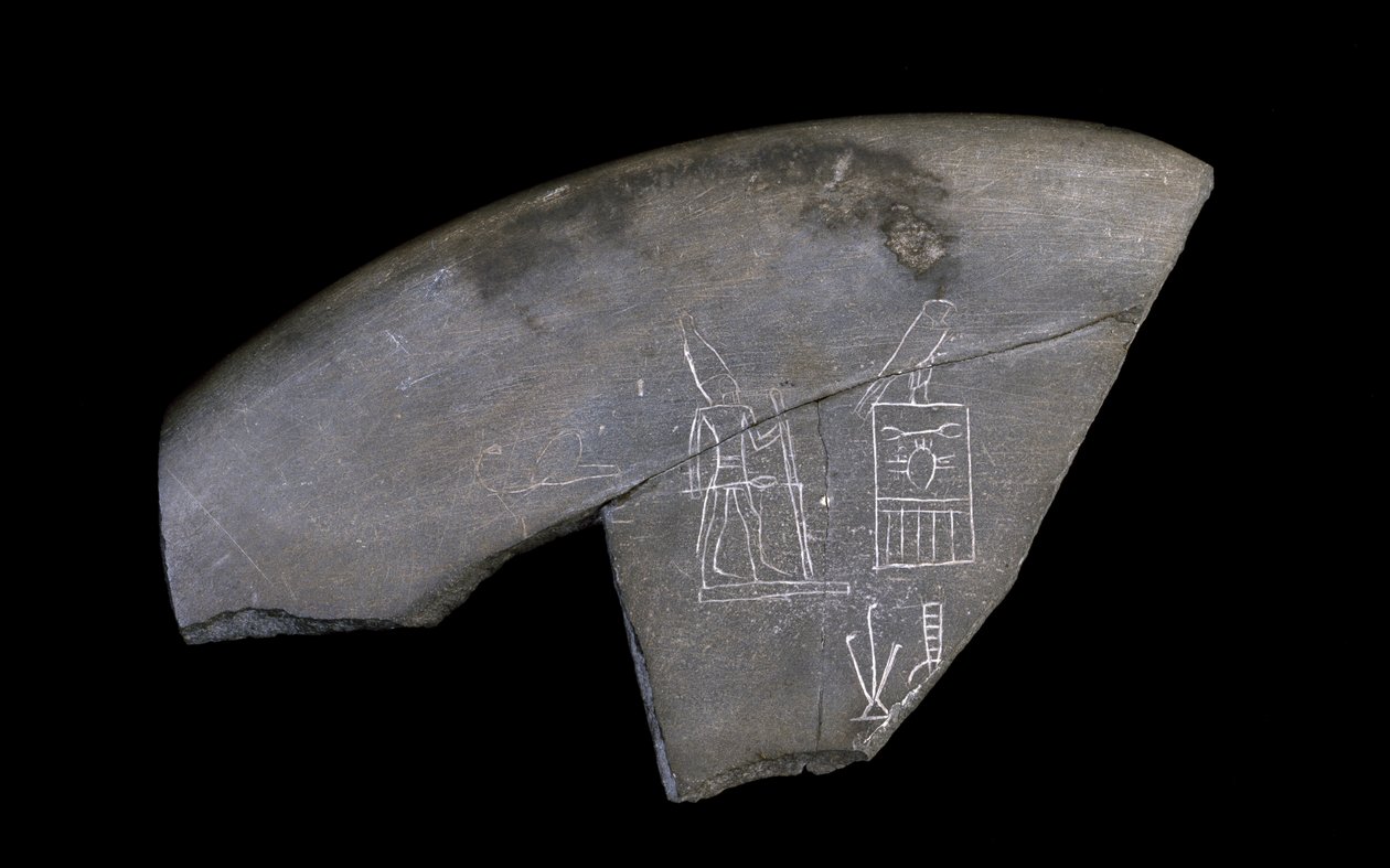 刻まれた石器の断片、紀元前3285年頃（彫刻されたシルト岩） 作： ナカダ1世エジプト人